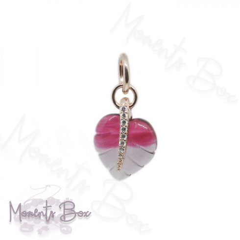Pandora Rózsaszín muránói üveglevél medál