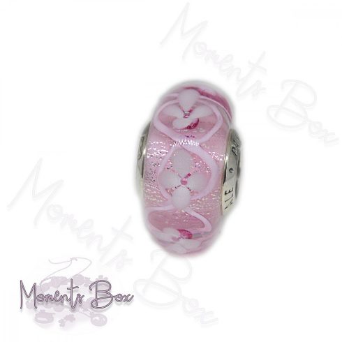 Pandora Rózsaszín virágos muránói charm 791665